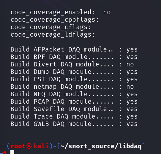 DAQ configuration output