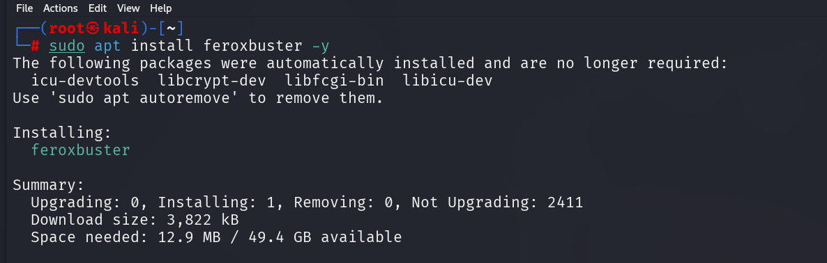 Feroxbuster installation on Kali Linux