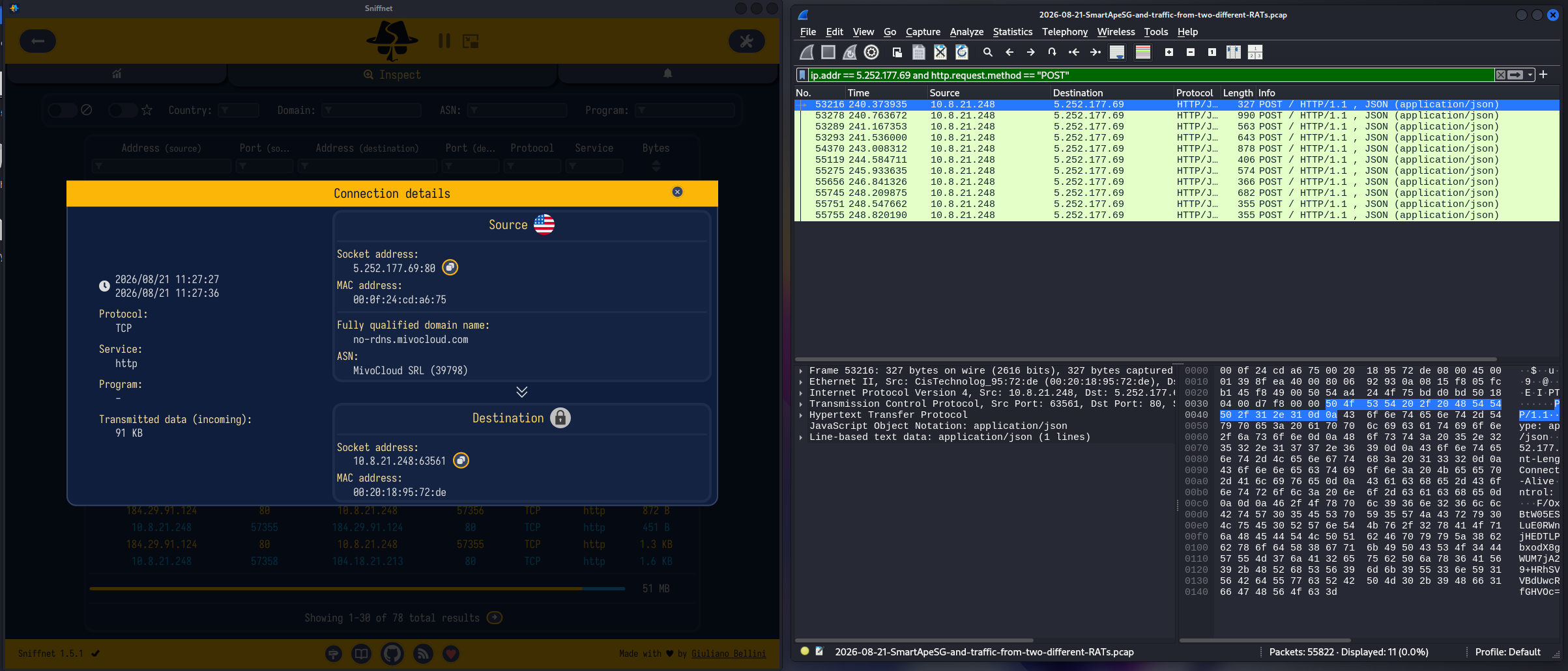 Wireshark export options